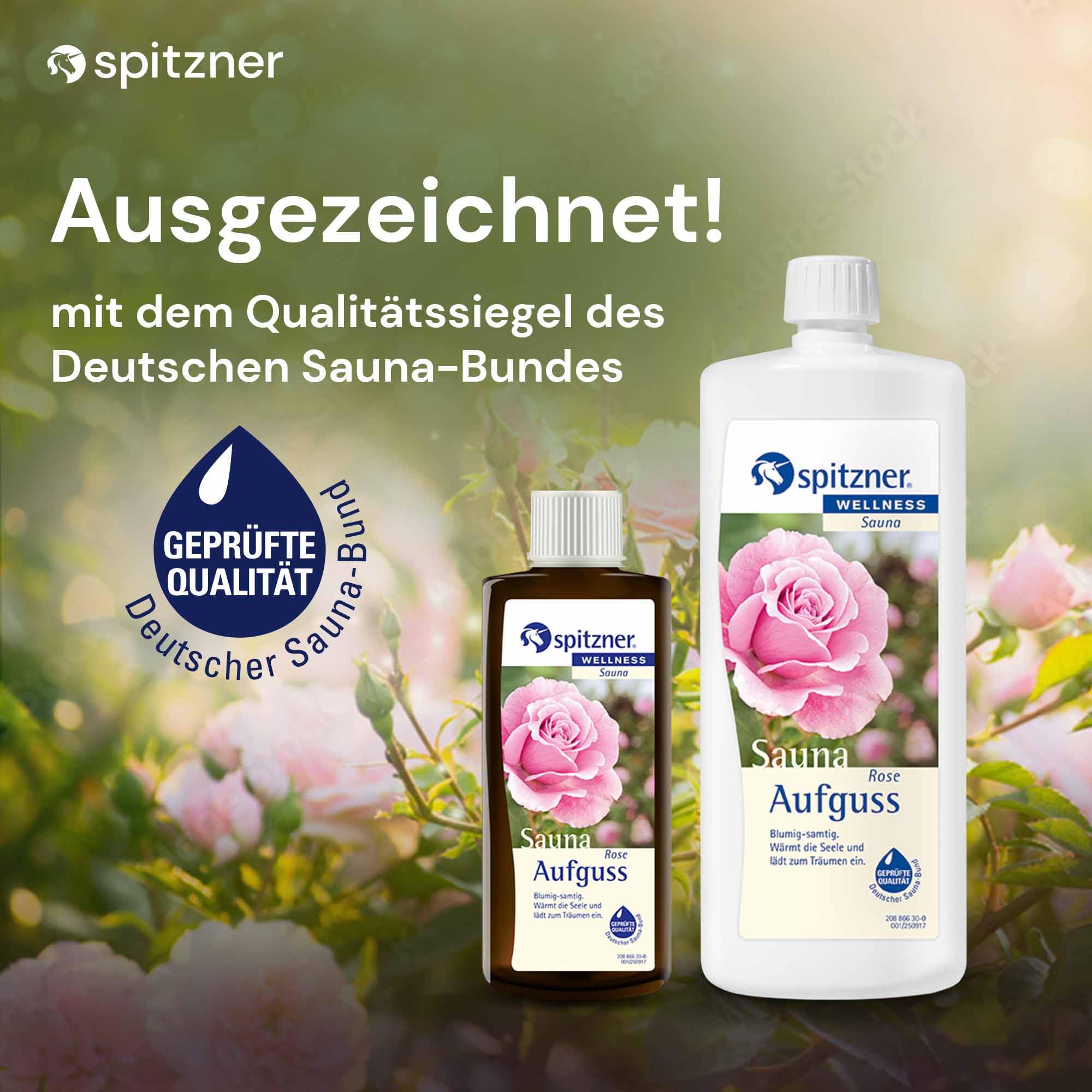 Spitzner Infusion pour sauna à la Rose floral-velouté 1000 ml – concentré naturel bien-être