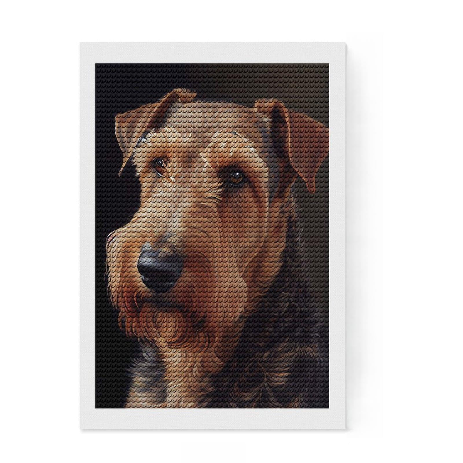 Junmoney Airedale Terrier Full Drill Diamond Painting Kit 8"x12", for Craft Lovers, Easy Handmade Project, Office Decor, Christmas Gift