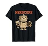 NERDCORE – Retro Robot Gamer Bookworm AI T-Shirt