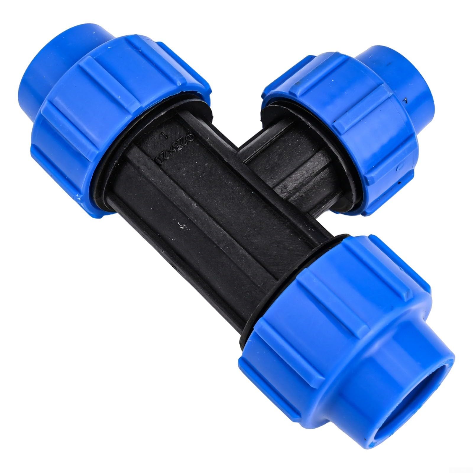 SageFurned PE Reducing Tee Fitting 25mm x 20mm, Plastic Water Pipe Joint for Garden Irrigation & Agriculture, Blue(25x20x25-1)