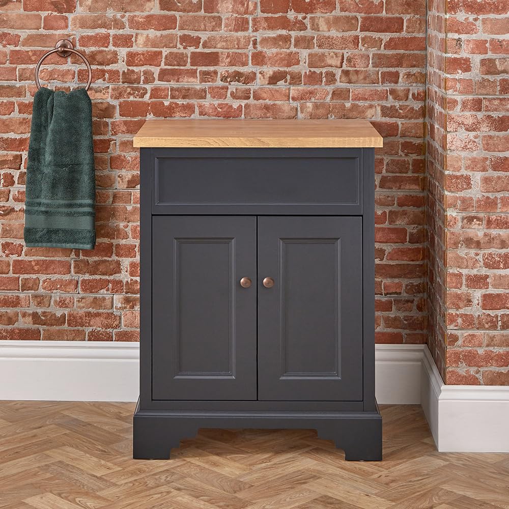 Milano Aged Bronze (Round) Thornton Black Grey 645Mm Bathroom Vanity Unit Aged Bronze Handles
