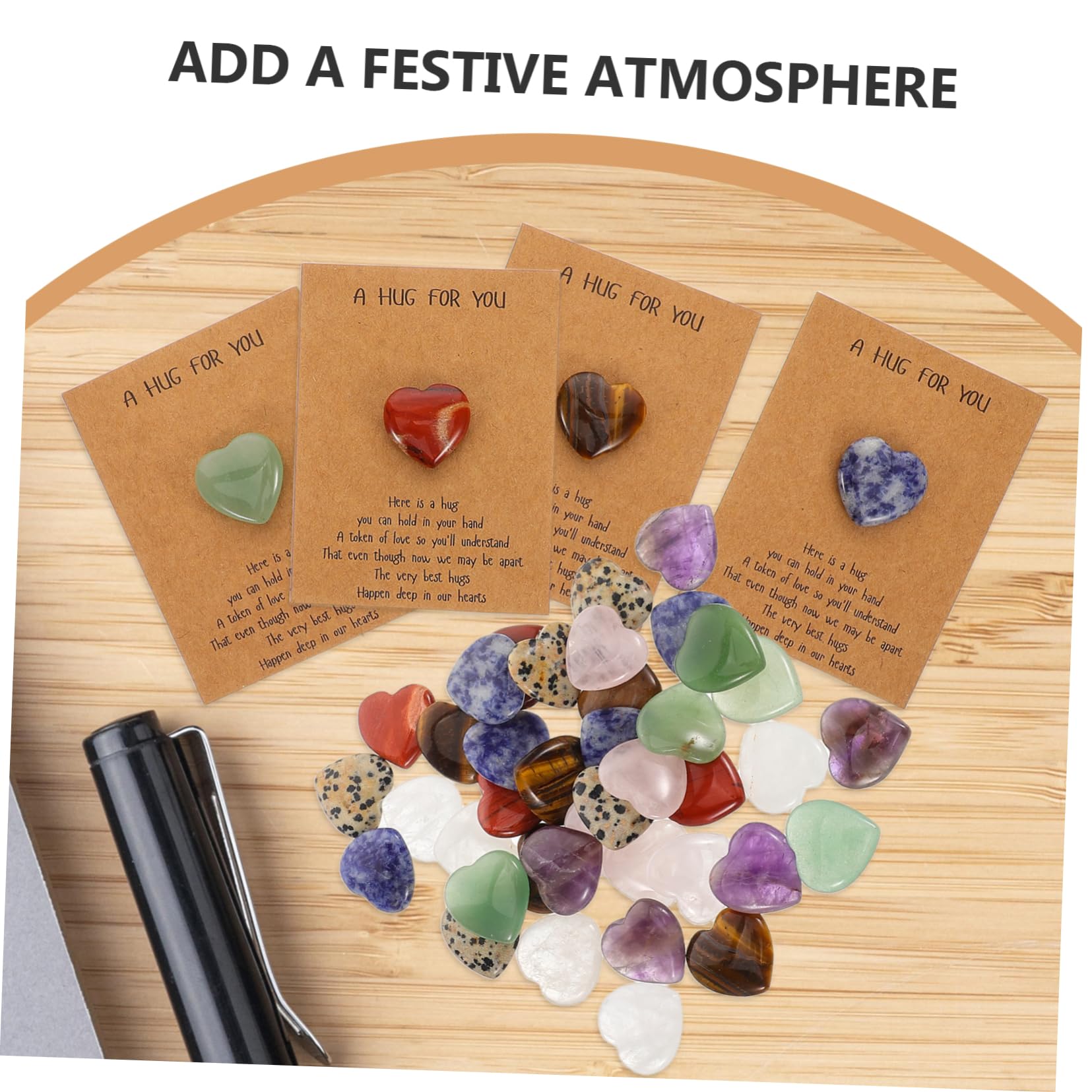 Veemoon 40 Set Biglietti Auguri con Pietre Naturali Forma di Cuore Carte per e Compleanni Idee Originali per Fidanzata Design Elegante con Pietre Autentiche
