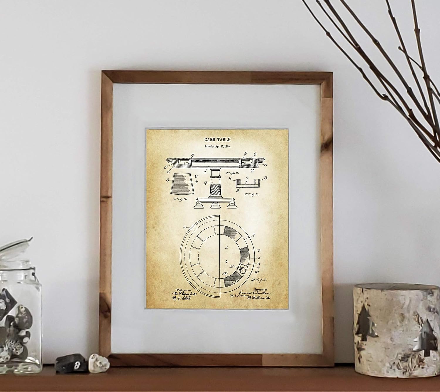 Poker Room Decor Gift Set of 6 Unframed Patent Prints