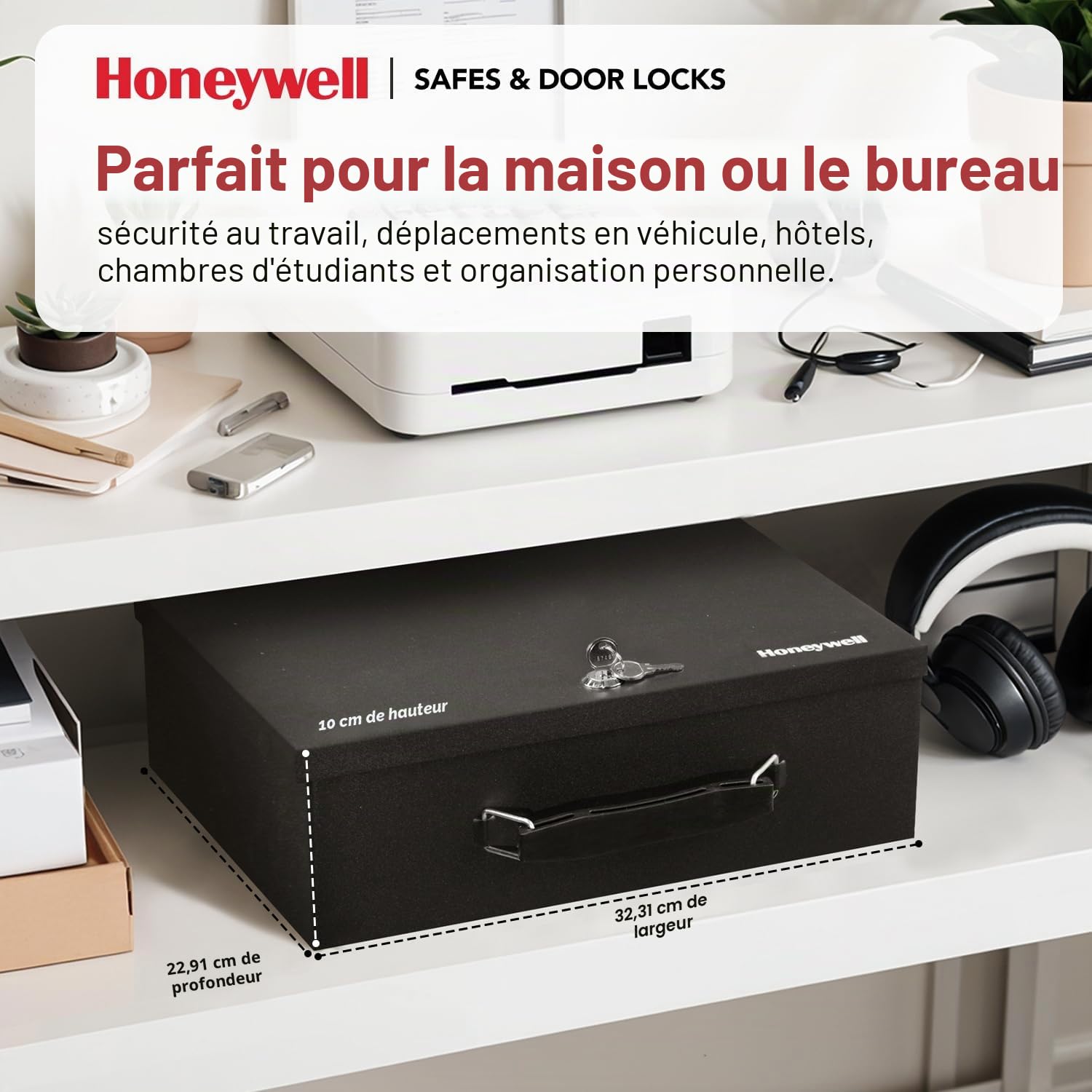 Honeywell Coffre de sécurité en Acier Ignifuge avec 2 clés Noir 5 l