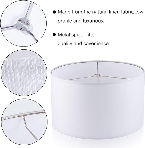 Miniatura 2 de Wellmet Pantallas de lámpara de 18 x 18 x 12 pulgadas para lámpara de mesa, lámpara de noche, lámpara de pie, pantalla de tela estilo moderno