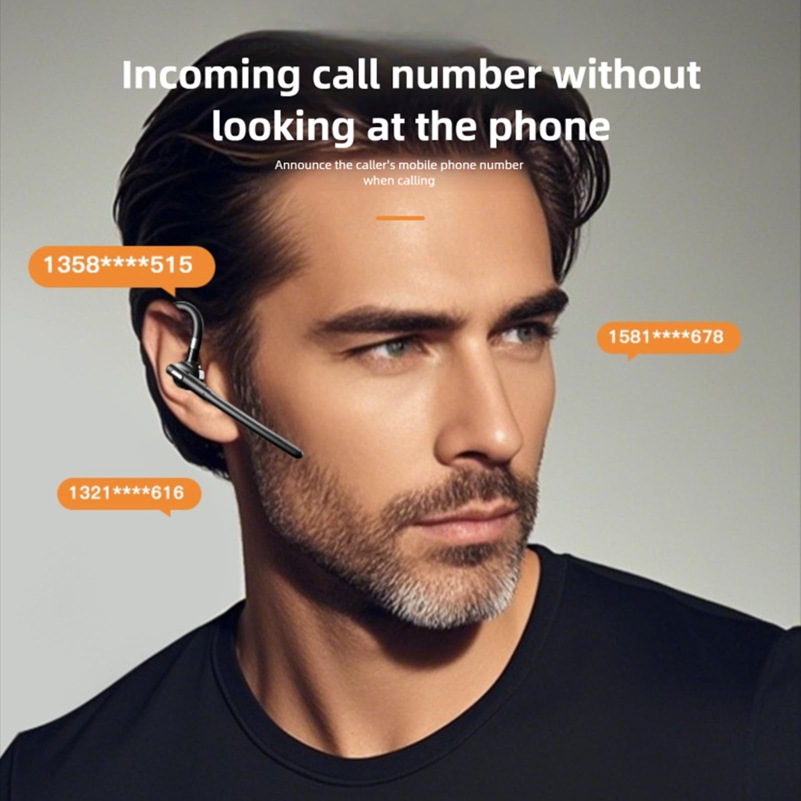 Auricolare Bluetooth, Auricolare Wireless Bluetooth 5.4 Singolo Orecchio con Doppio Microfono con Cancellazione del Rumore, 36 Ore di Conversazione, per Viaggi D'affari di