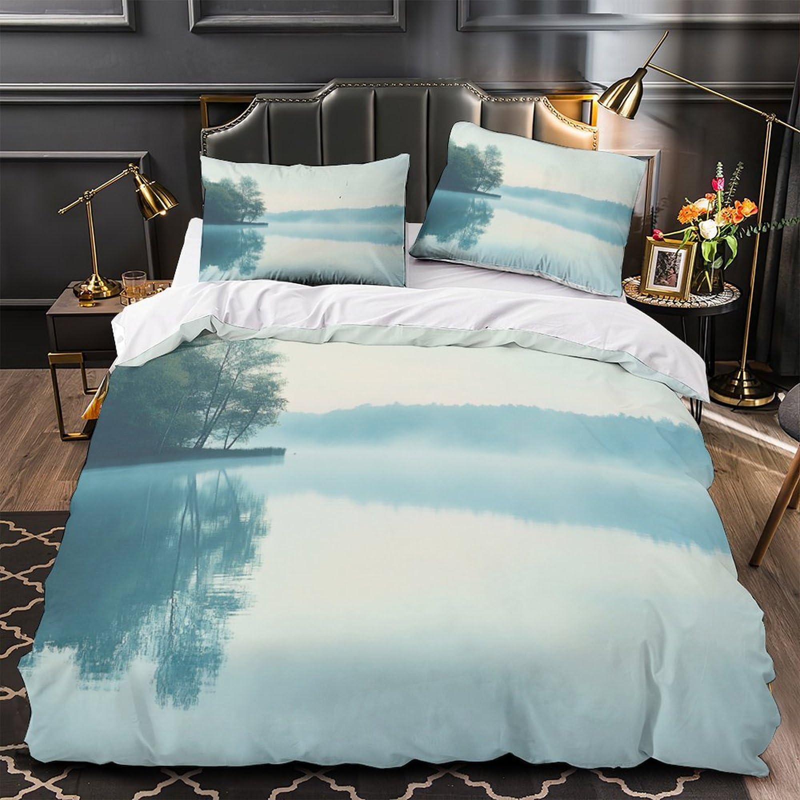Housse de couette hypoallergique et respirante parure lit 3D nature