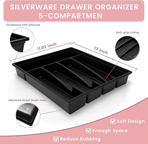 Miniatura 4 de Juego de cubiertos de 24 piezas con organizador, juego de cubiertos de oro rosa degradado para comedor familiar, 6 cubiertos de acero inoxidable de