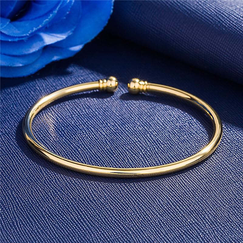3pcs 18k Yellow Gold Plated Classical Diamond Cut Adjustable Bangle Set Bracelet for Women3