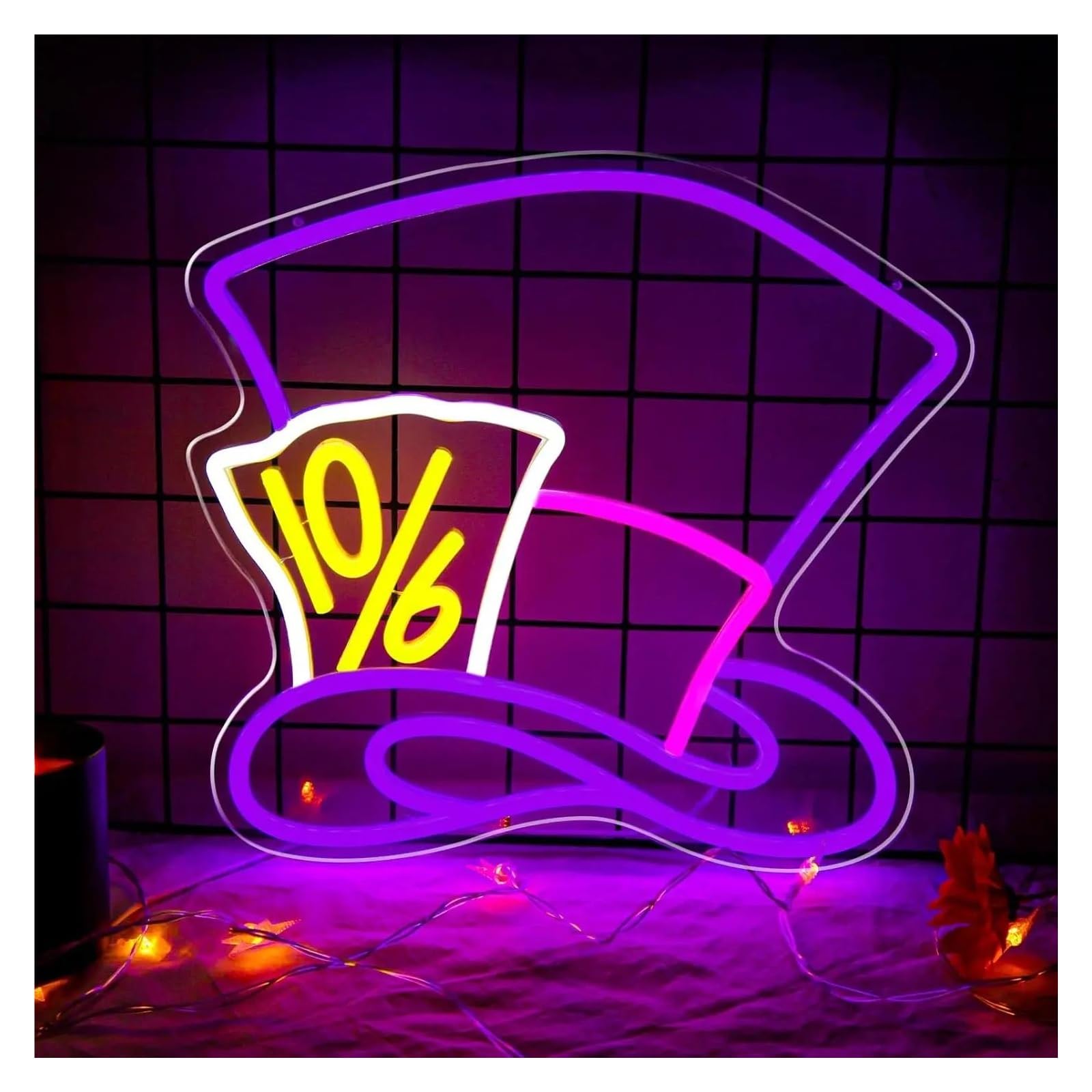 néon signe Enseigne Lumineuse «Chapeau Magique» Pour Décoration Murale, Intensité Variable, Pour Salon, Salle De Jeux, Chambre, Bar, Décoration Fantaisie,32.6х31.4cm