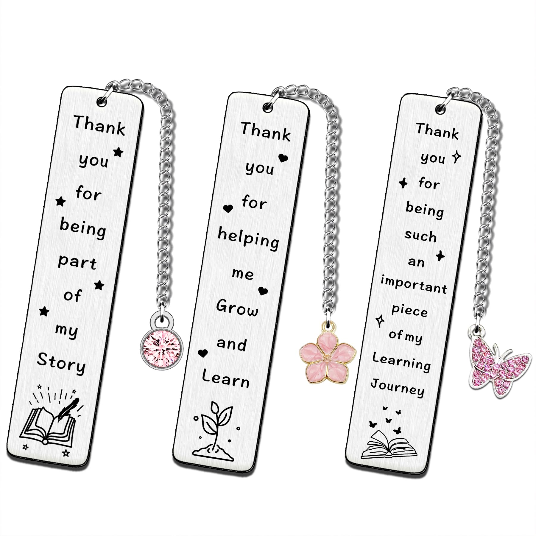 SDOFY 3Pcs Teacher Gifts Bookmark Thank You Teacher Gifts for Women Men Teacher Leaving Gifts Personalised Teacher Gifts