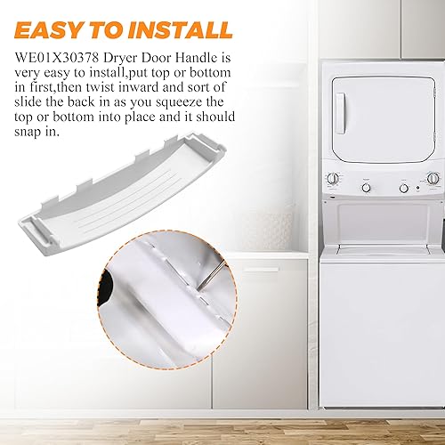 Miniatura 7 de Blutoget Actualización WE01X30378 WE1M1068 - Manija de puerta de secadora de repuesto para GE GUD27ESSMWW GUD27ESSM1WW Ken-More - Manija de puerta