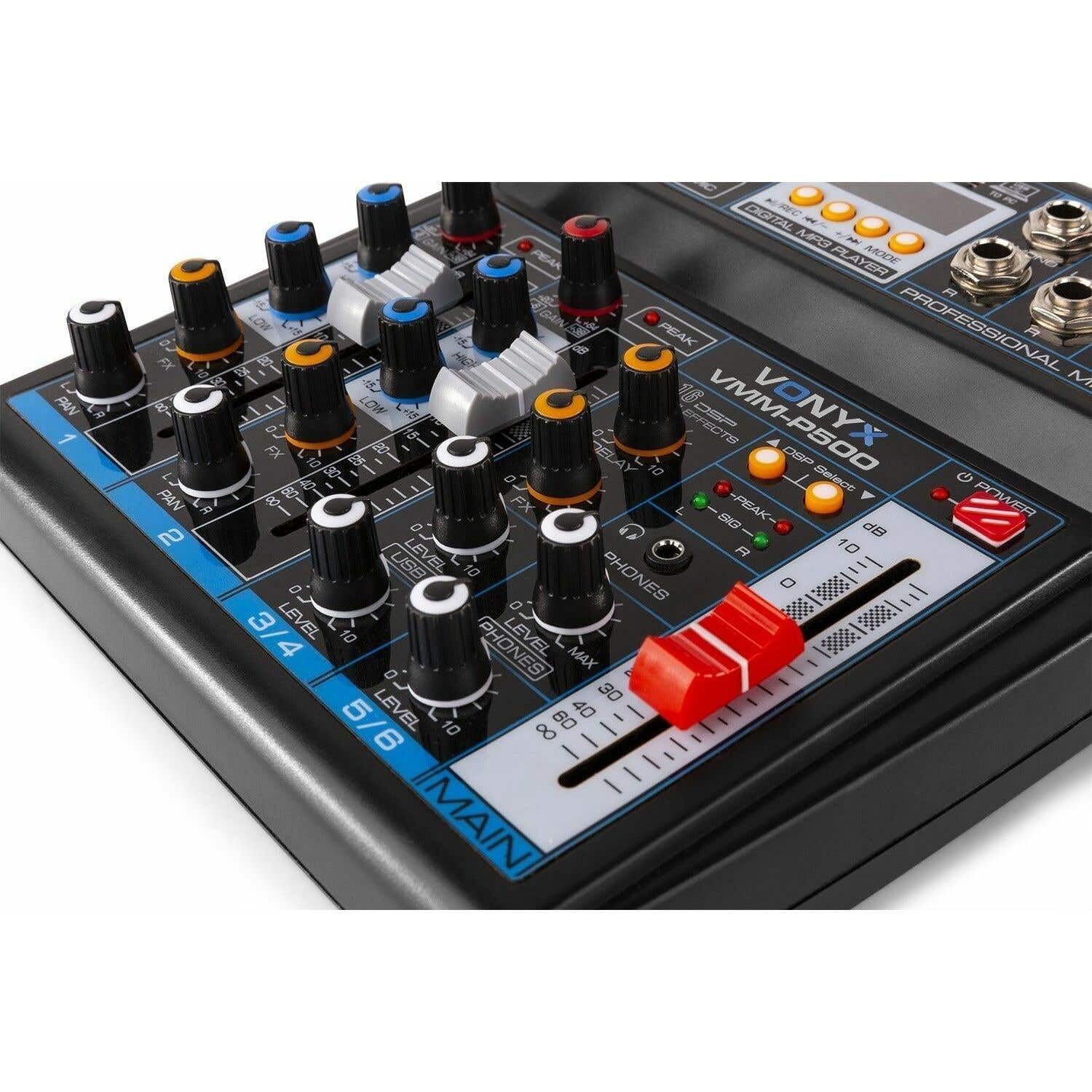 Vonyx Podcast-Starterkit mit USB-Mischpult mit Bluetooth, CMS400B Studiomikrofon, verstellbarem Mikrofonarm und Shockmount.