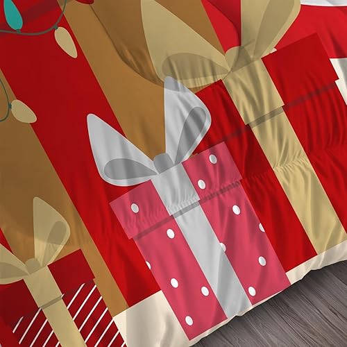Miniatura 5 de Juego de edredón de Navidad, tamaño individual, juego de ropa de cama a cuadros negros y rojos, regalo de Navidad, festival temático de Navidad, 1
