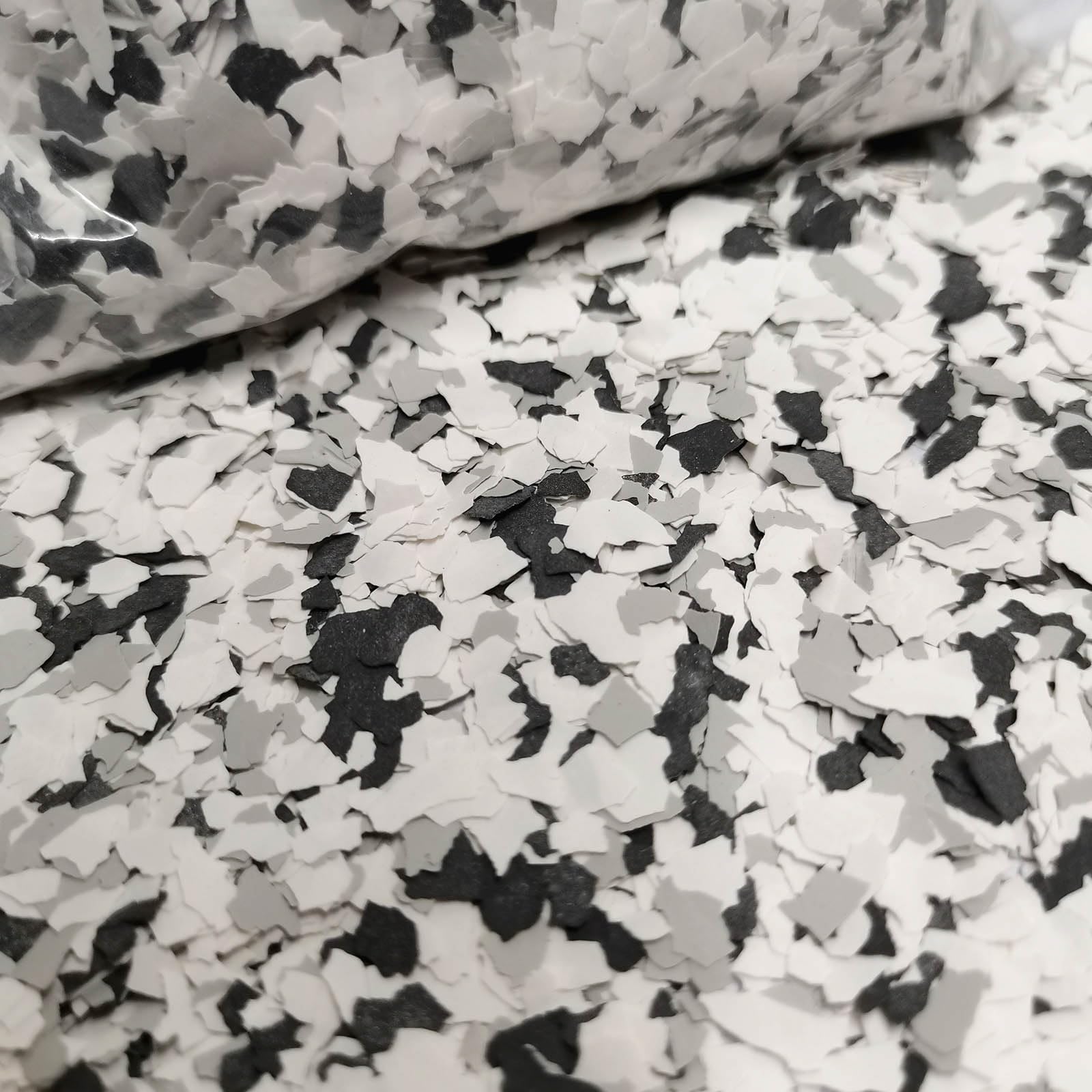 Alkrogiha Epoxy Flakes for Flooring, 1LB Decorative Color Chips for Concrete, Epoxy Resin and Countertops, Durable - Black, White, Light Gray