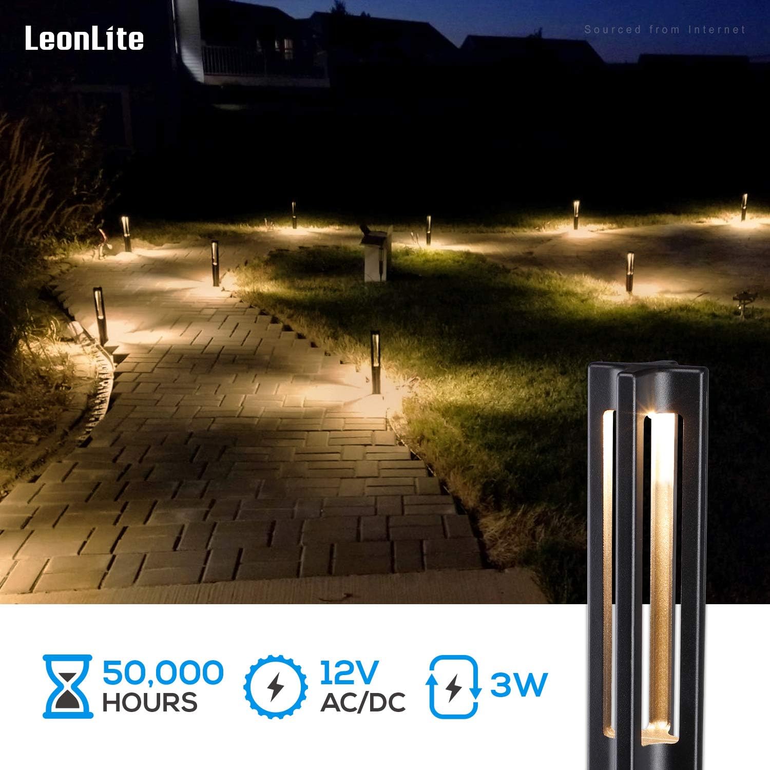 Buy 1 get 1 LEONLITE 12-Pack Low Voltage Landscape Lights 12-15V AC/DC LED Pathway Lighting, Bollard light with Aluminum Housing, IP65 Waterproof, 3000K Warm White, 50,000 Hours Lifespan