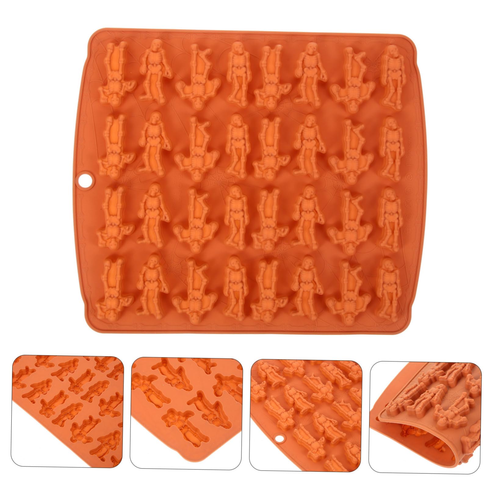 RLKHXBS Halloween Esqueleto Molde de Silicona para Chocolate Caramelo Fondant Hornear no para Limpiar moldes para Decoraciones Creativas de golosinas de Halloween