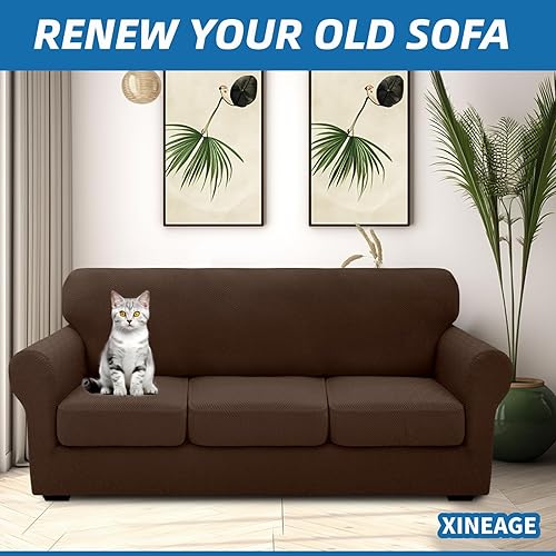 Vista 160 de XINEAGE Funda reclinable de 4 piezas de jacquard elástica con bolsillo, protector de silla reclinable lavable para niños, mascotas, perros y gatos