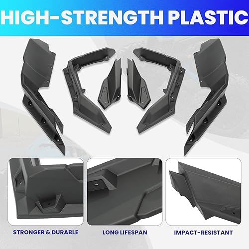 Miniatura 4 de KUAFU 6 guardabarros compatibles con Can Am Maverick X3 Max RR 1000 2014-2023 Can Am Maverick X3 Max RR 1000, repuesto negro contra salpicaduras