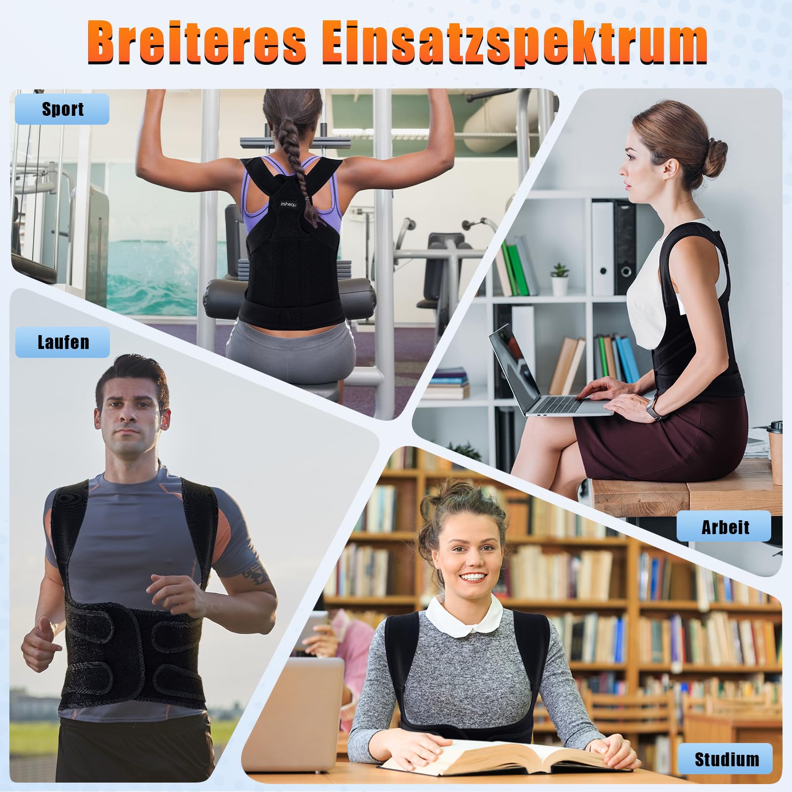 Rücken Geradehalter Rückenstützgürtel Haltungskorrektur Damen: Haltung Korrektur Gurt für Herren - Verstellbare Back Support Corrector - Haltungstrainer Rückengurt für Schulter Nacken - Schwarz L