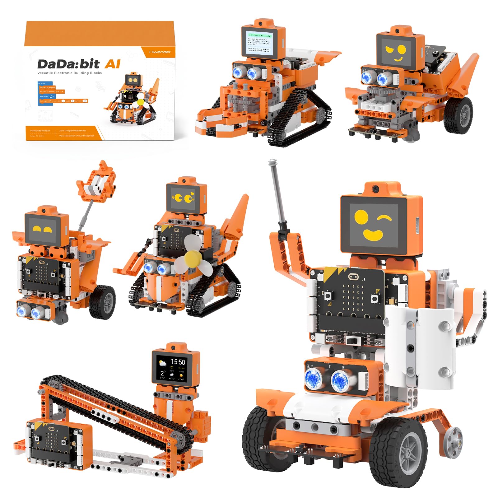Robot Building Kit STEM Education AI Vision Voice Control Graphical Coding