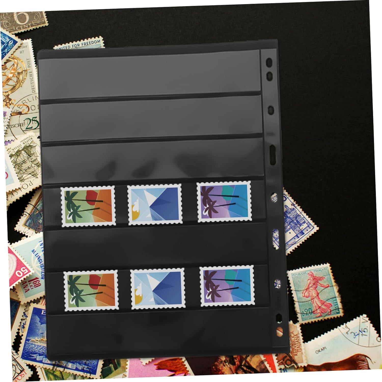 SECFOU 10 Sheets Standard Stamp Albums Cards Collectors Album Stamp Collectors Album Stamp Collecting Album Stamp Collection Book Stamp Collection Inserts Coin Storage Album Black Plastic