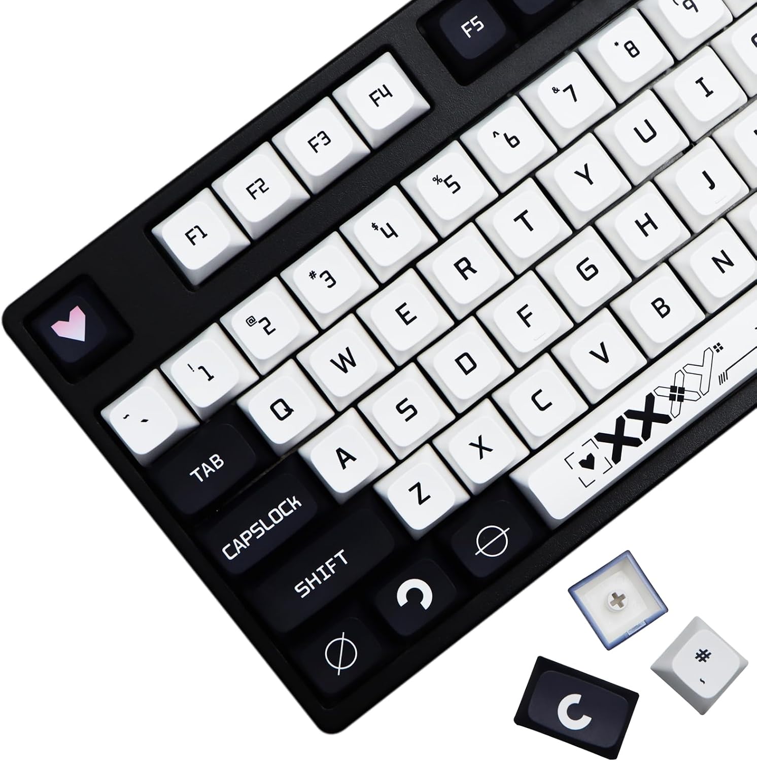 MOLGRIA B42 Keycaps, 128 Set Dark Blue and White Keycaps for Mechanical Keyboard, Custom PBT XDA Profile Key Caps for Kailh Cherry MX Switch fit ANSI and ISO Layout Keyboard