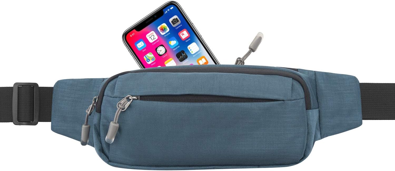 USHAKE Fanny Pack Waist Packs with Extender for Men Women, Waist Pouch Bag Hip Pack with 3-Zipper Pockets Adjustable Straps for Casual Travel Hiking Running Outdoor Sports - Image 8