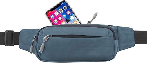 Miniatura 8 de USHAKE Riñonera con extensor para hombres o mujeres, tamaño mediano, bolsa de cintura con 3 bolsillos con cremallera, correas ajustables para