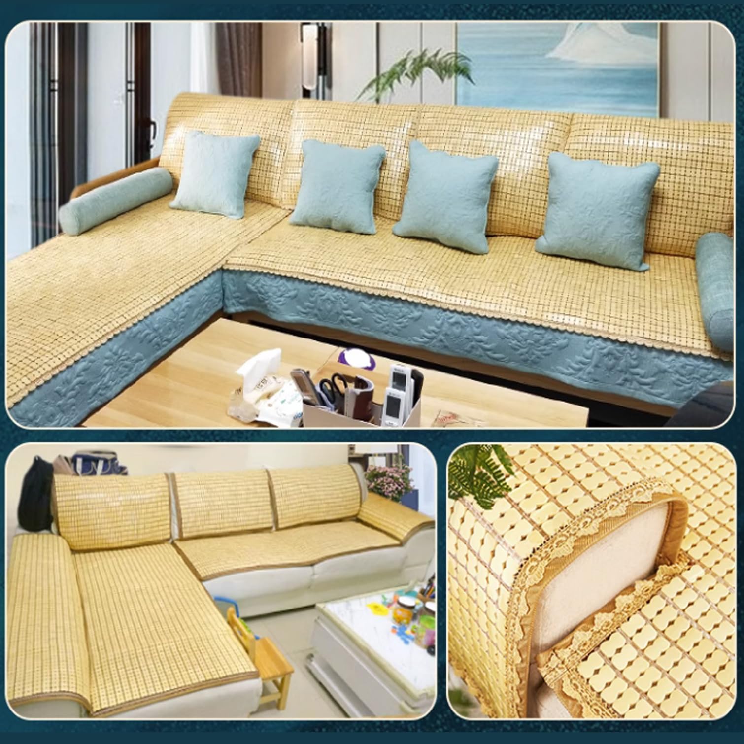 NIANXINN Matelas de Couchage Rafraîchissant D'été,Tapis de Lit en Bambou Antidérapant,Natte en Bambou Mahjong,Coussins de Siège en Bambou pour Chaise de Bureau,Lisse sans Bavures (90x190cm)