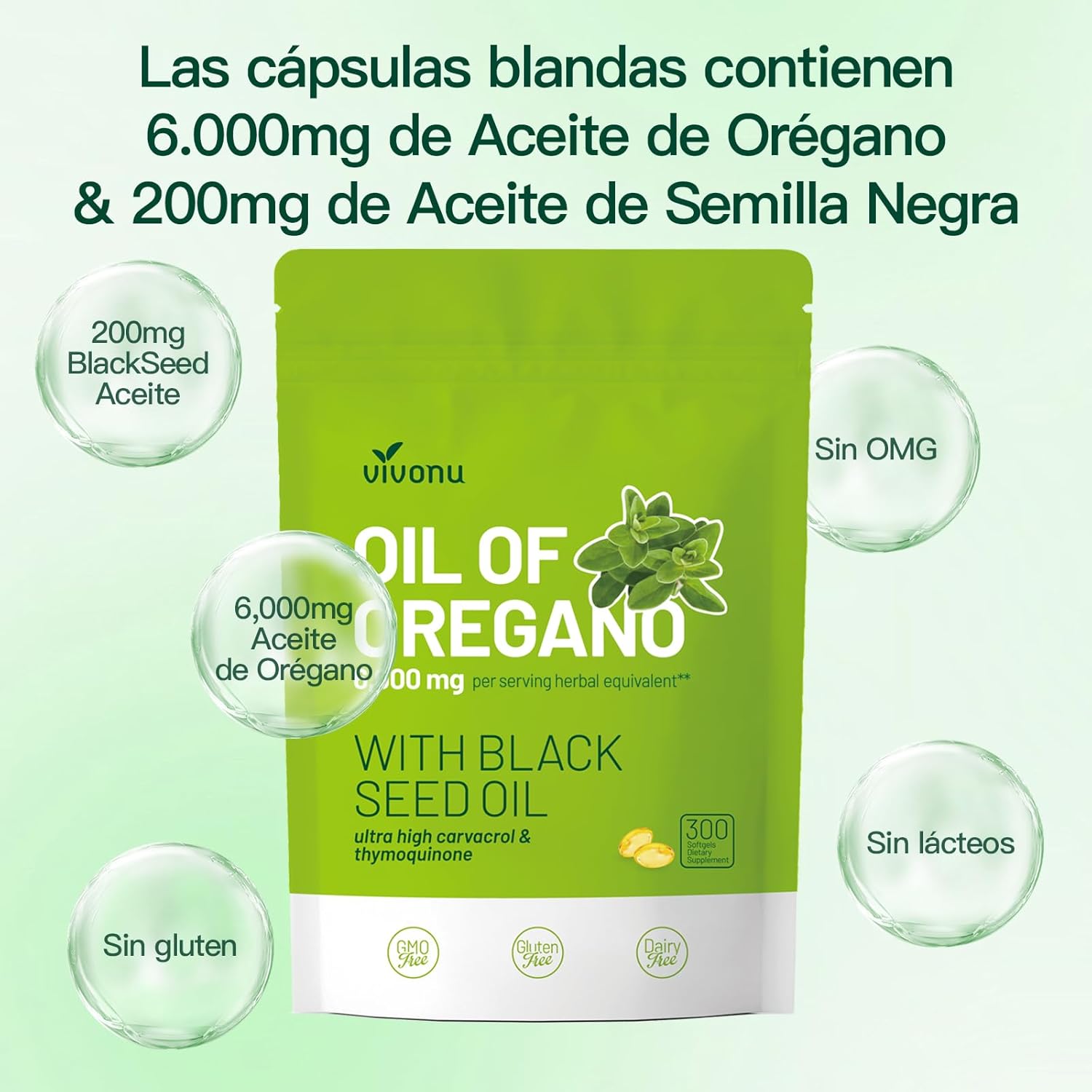 VivoNu Oil of Oregano Capsules, Balanced Oil of Oregano with Black Seed Oil, Organic OreganoOil Softgels,Carvacrol,Thymoquinone, Non-GMO