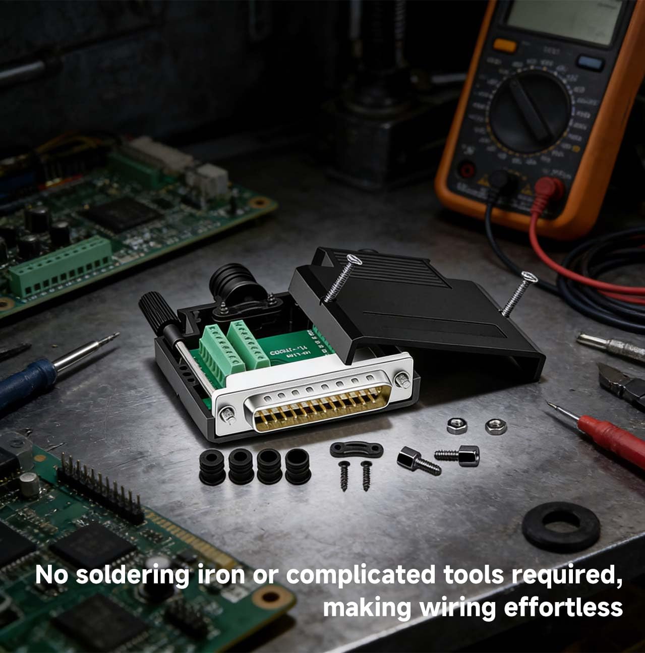 DB25 Adaptateur mâle sans soudure RS232 D-SUB vers connecteur de port 25 broches vers connecteur terminal module de signal boulons et écrous longs avec étui (5 mâles)