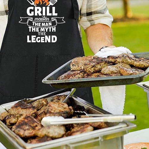 Miniatura 2 de ZOORON Funny Cooking Chef Apron with Pockets BBQ Kitchen Work Aprons Birthday Fathers Day Grilling Gifts for Dad, Husband