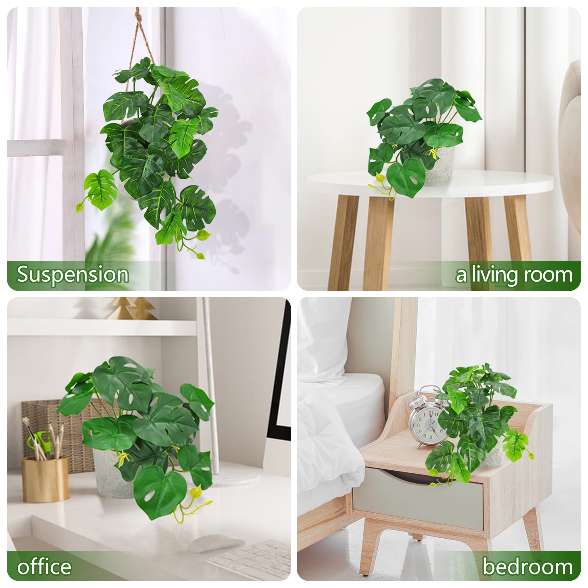Amazon.de: SHEPIN 4 Stck Kunstpflanze Monstera 17cm, Knstliche Pflanzen  wie echt Kunstpflanze Hngend Hngepflanzen im Topf Topfpflanze  Plastikpflanzen Mini Monstera fr Balkon Bro Wohnzimmer Bad Kche