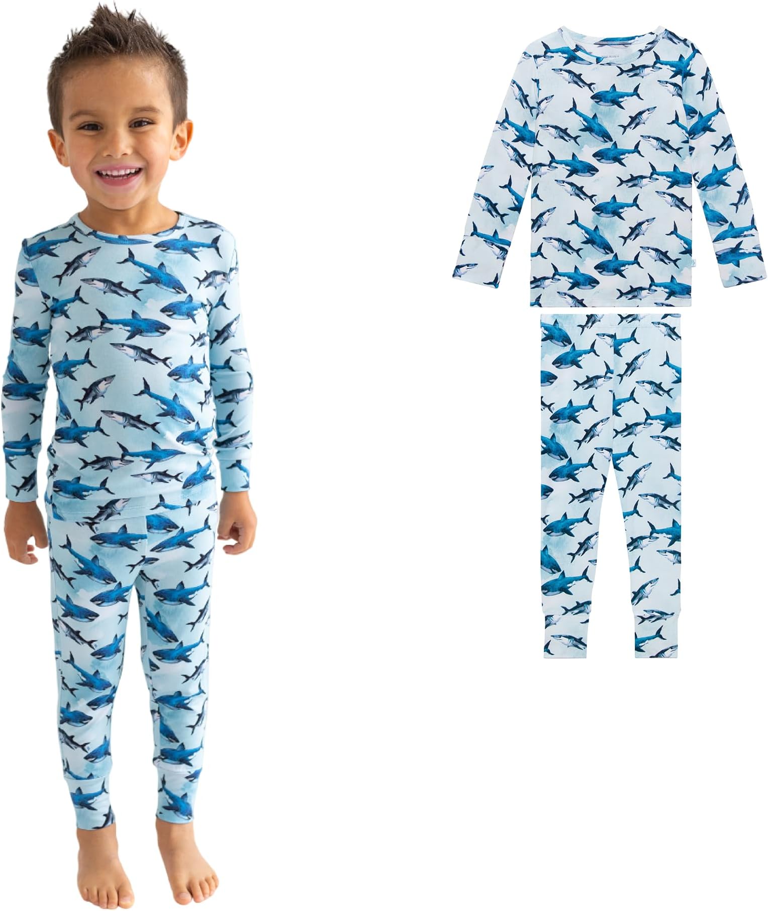 Posh Peanut Boys Pajamas - PJs for Kids Made of Soft Viscose from Bamboo, Long Sleeve Toddler PJs & Matching Boys Pajama Sets