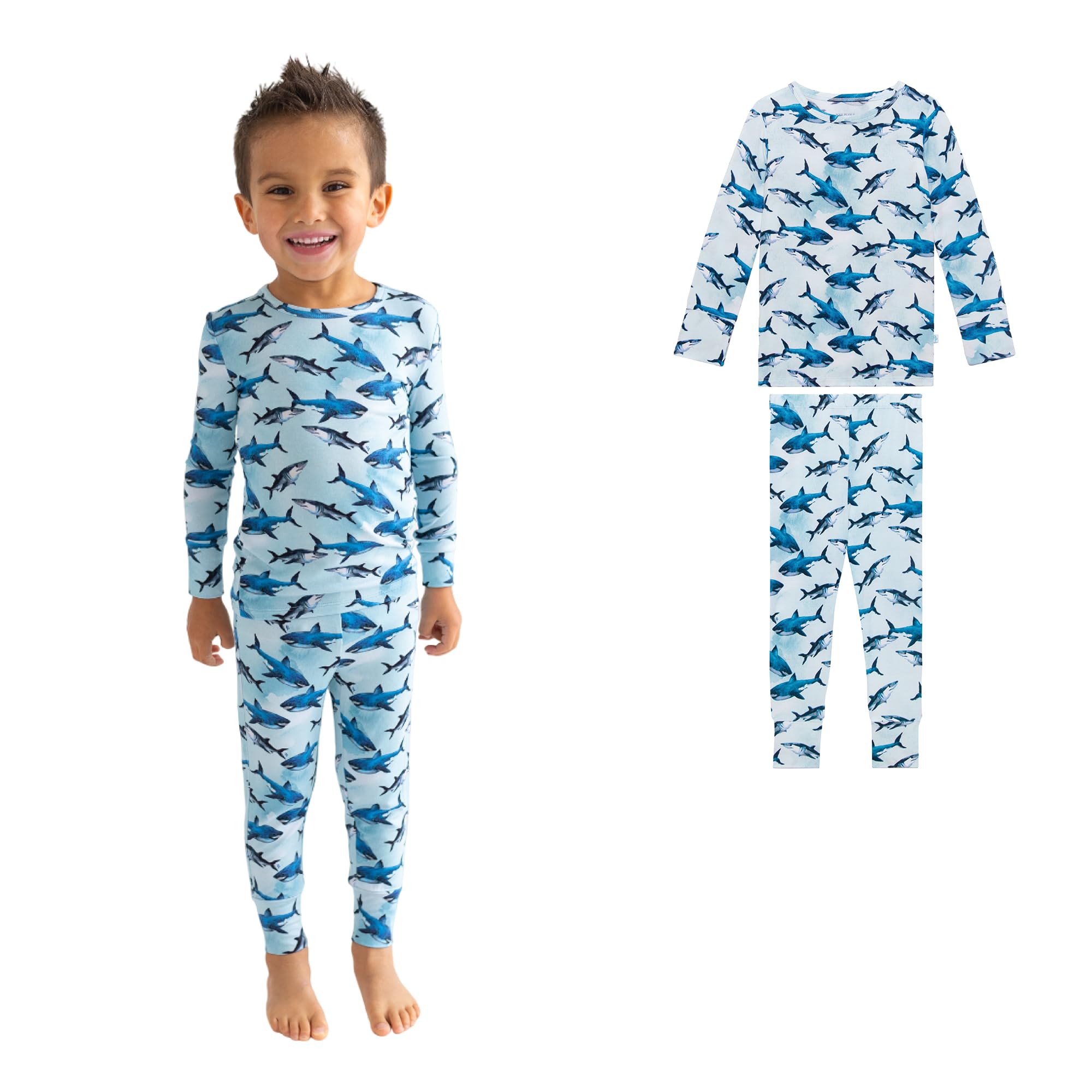 Posh Peanut Boys Pajamas - PJs for Kids Made of Soft Viscose from Bamboo, Long Sleeve Toddler PJs & Matching Boys Pajama Sets