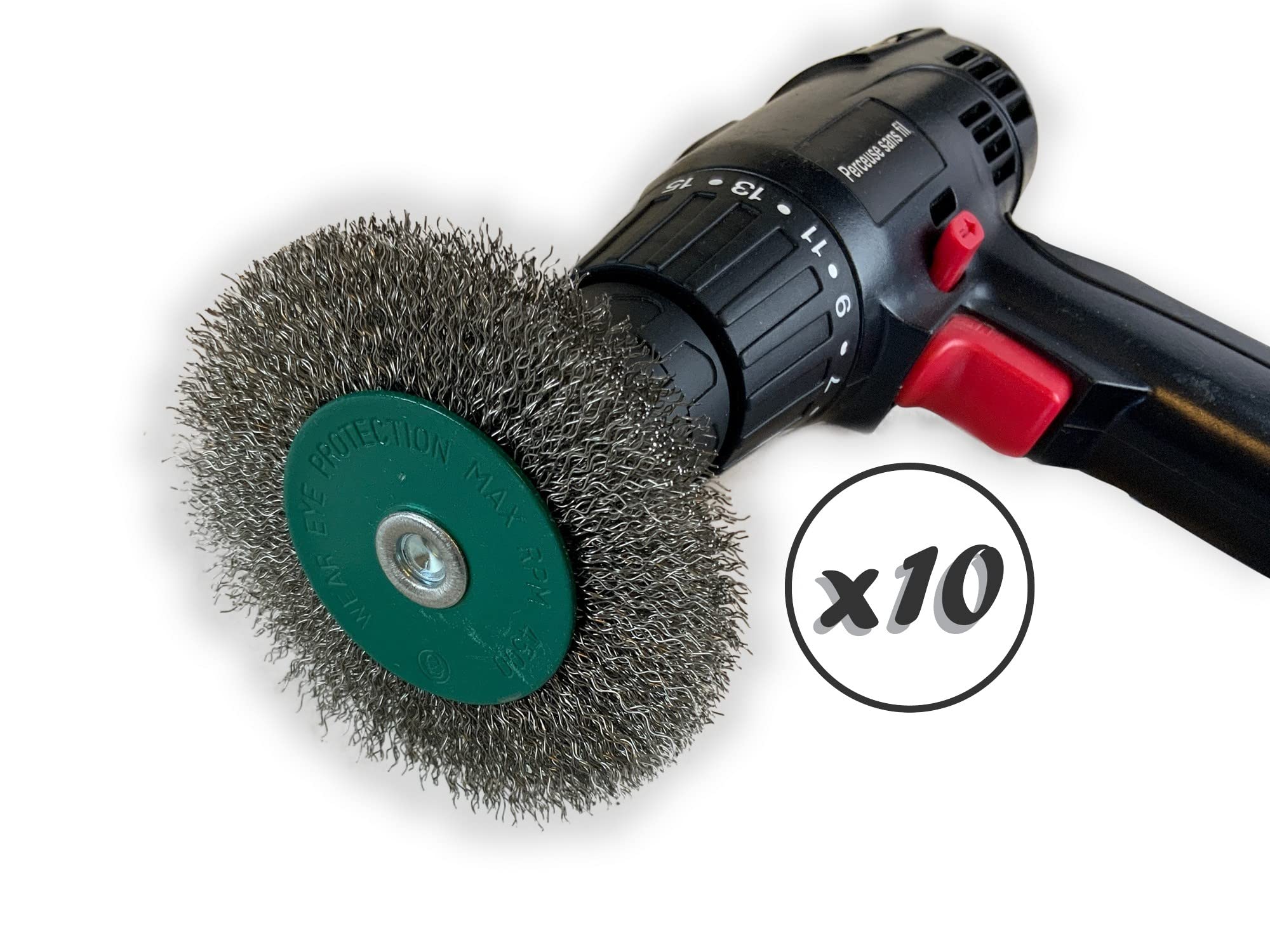 Kibros Lot 10 brosses circulaires tige Ø 100 mm inox dur 12 mm