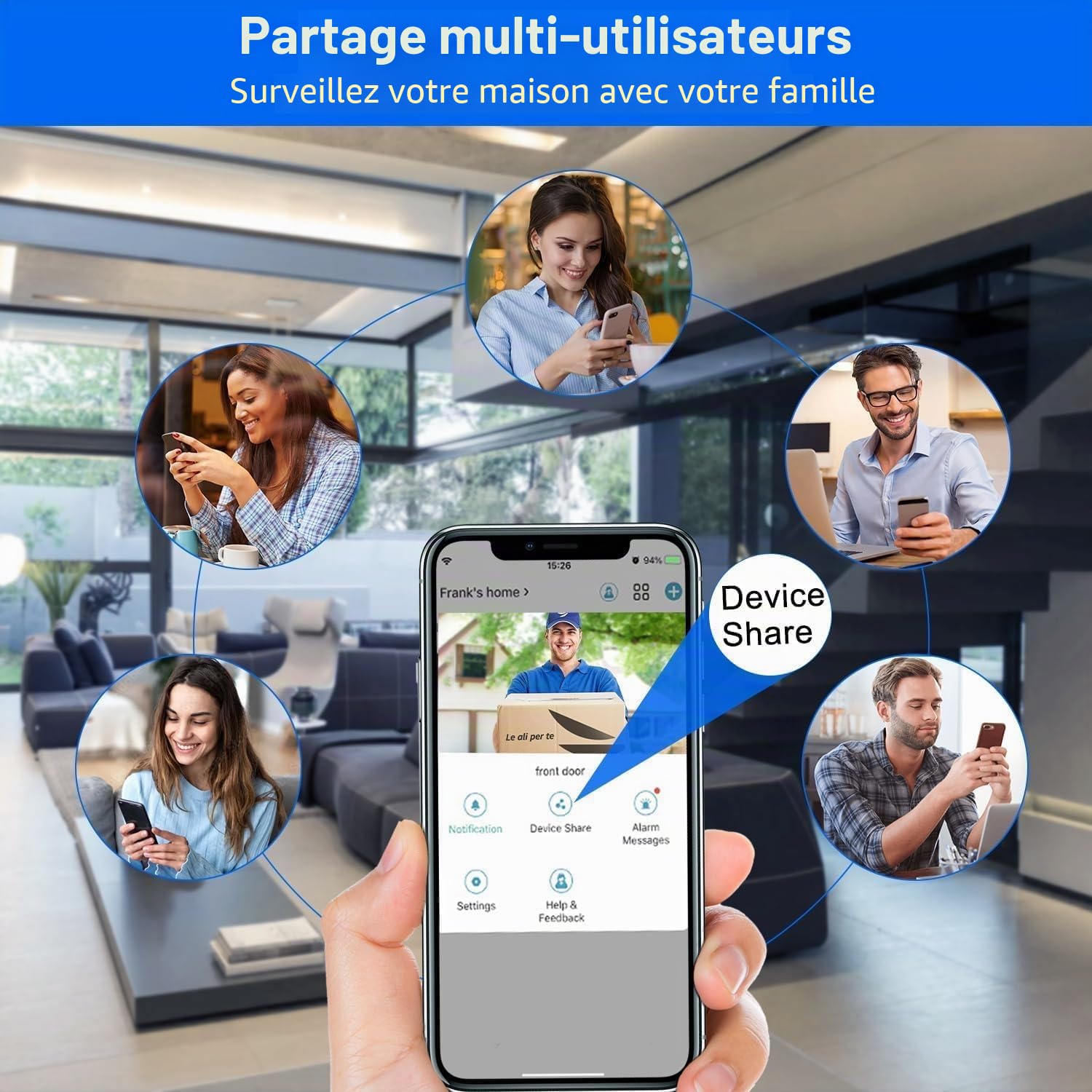 Sonnette vidéo sans fil avec carillon, caméra de sécurité 2K HD sans abonnement, détection de mouvement PIR, vision nocturne, audio bidirectionnel, alimentation par batterie, carte SD/stockage dans le