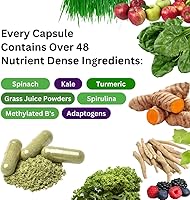 Vista 2 de Paradise Herbs Earth's Blend Once Daily Multivitamínico con hierro, 48 superalimentos orgánicos, probióticos, antioxidantes, vitaminas A, B12, C, D