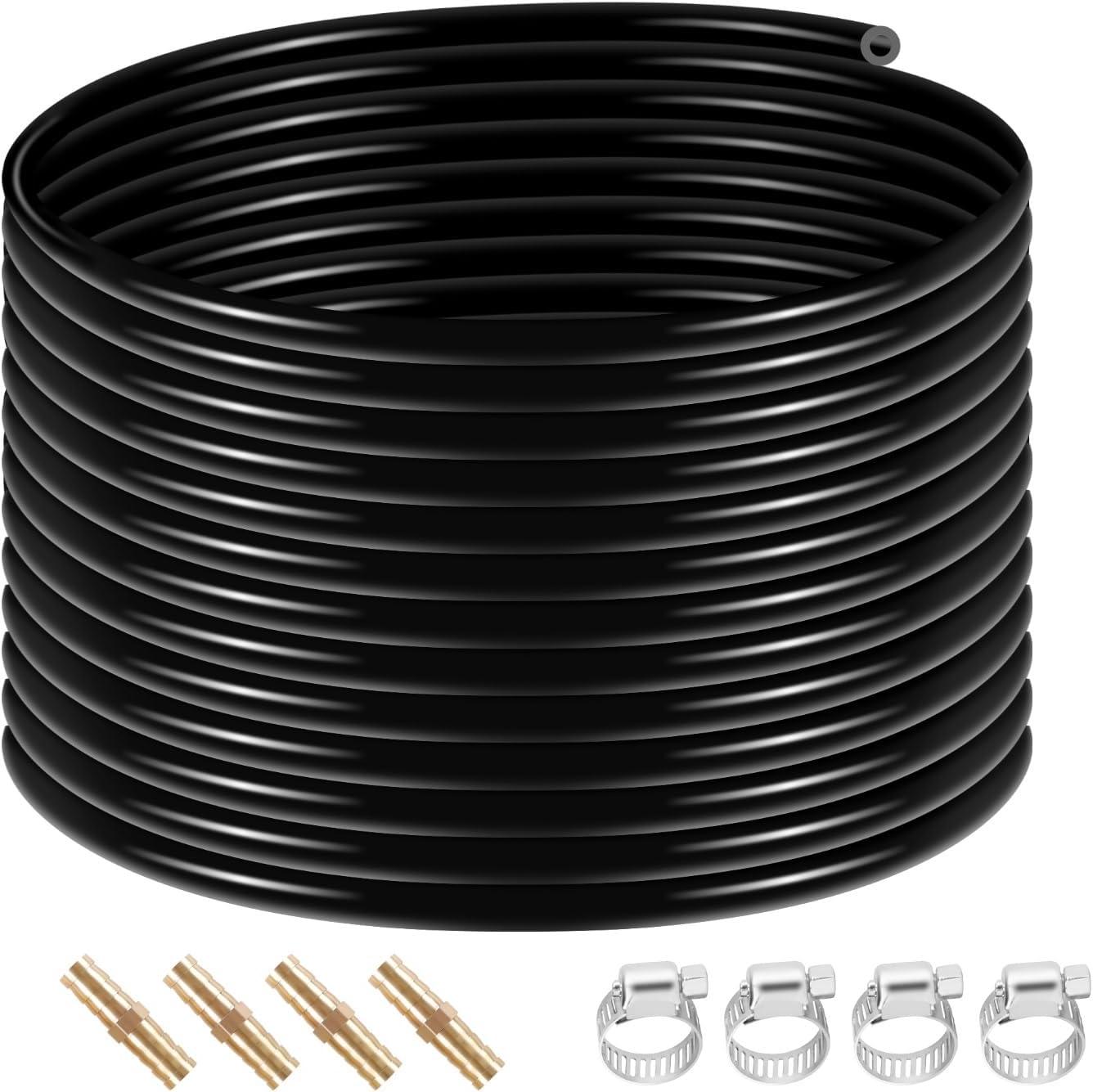 Self Sinking Aeration Hose 3/8" x 656', Includes 4 Hose Clamps & Menders, Perfect for Pond Aeration Systems, Self Sinking Air Hose with Diffuser for Easy Installation in Water Gardens (3/8" x 328')