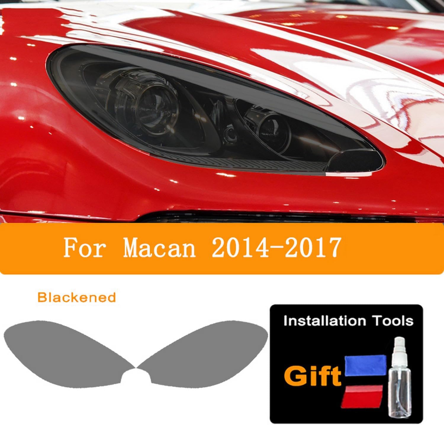 JCAKES Car Headlight Protection Film Smoke Black Transparent TPU Protective Sticker，for Porsche Macan 2018 2019 2020-2023