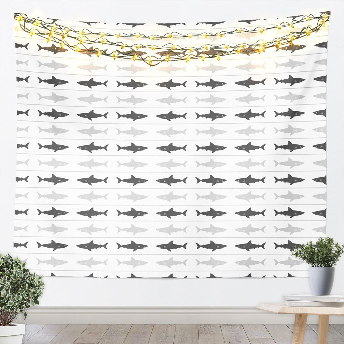 Feelyou Stripe Line Tapestry Gray Grid Wall Art Modern Art Wall Hanging Blanket for Living Room Bedroom Abstract Home Decor Medium 59"x59" Luxury image 5