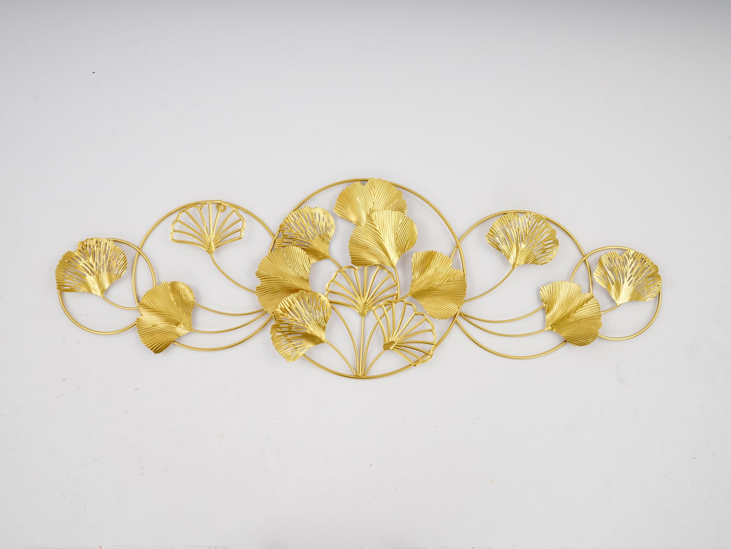 Deinungen 3D Metal Ginkgo Tree Leaf Wall Art 128 * 43cm,Gold Ginkgo Leaf Wall Sculpture Decoration Home Living Room Bedroom Kitchen Hotel (Gold,128 * 43cm)