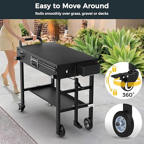 Miniatura 4 de Soporte de parrilla portátil para Blackstone de 17 pulgadas y 22 pulgadas, mesa de parrilla resistente para Blackstone, horno de pizza Ooni, carrito