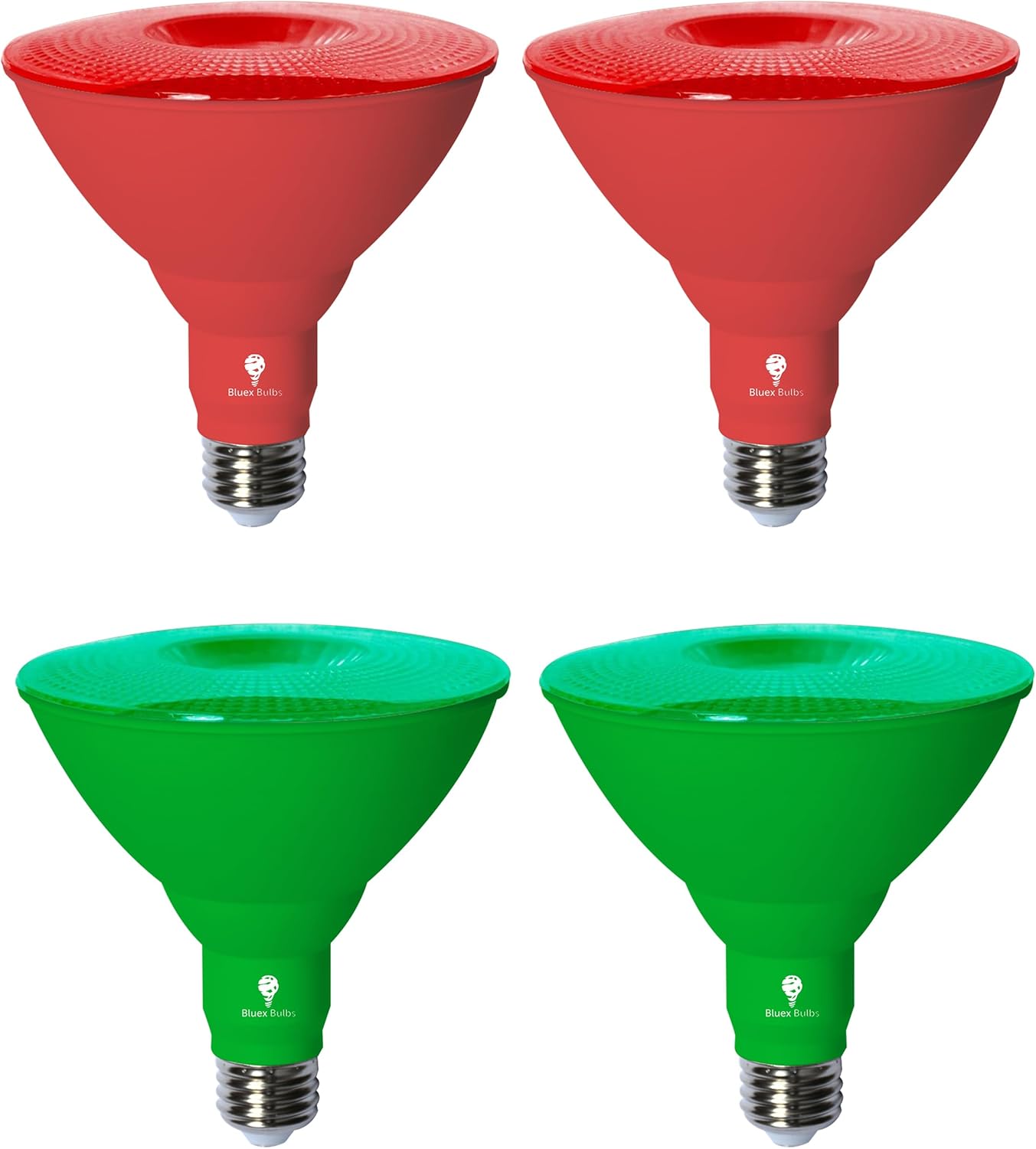 4 Pack BlueX LED Par38 Flood Green Red Light Bulb - 18W (120Watt Equivalent) - Dimmable - Green Red E26 LED Lights, Party Decoration, Porch, Home Christmess Lighting 4 Pack Red+green