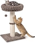 Avont Poste de scratching pour chat avec perche, Tour d'arbre pour chat et lit en peluche pour chat intérieur, Poste de Scratcher Sisal avec base antidérapante pour chat moyen -Lightgrey