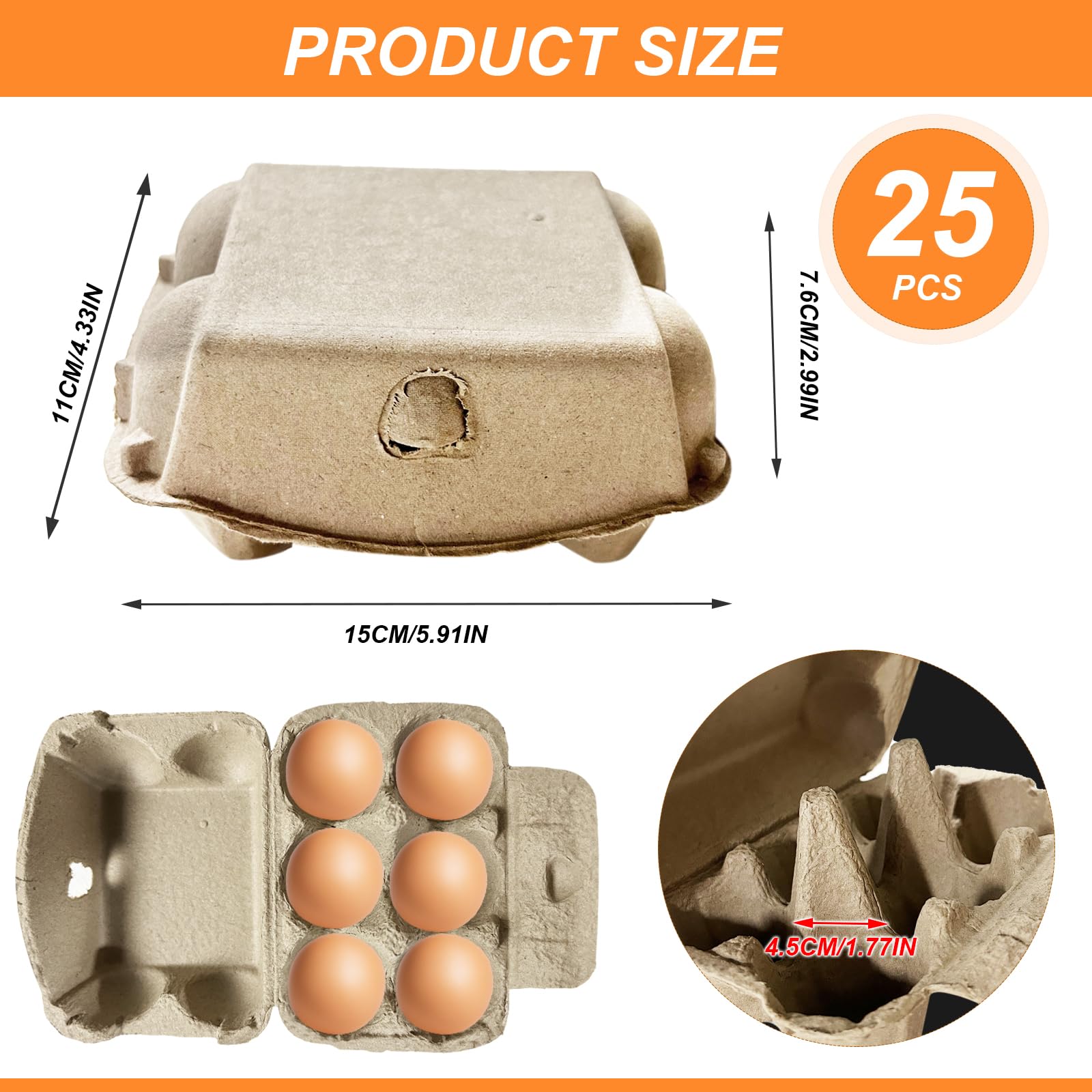HIQE-FL 25 Pezzi Portauova per Frigorifero,6 Piccoli,Porta Uova Rotanti,Uova di Gallina per Imballaggio,Trasporto,per Cucina,Frigoriferi