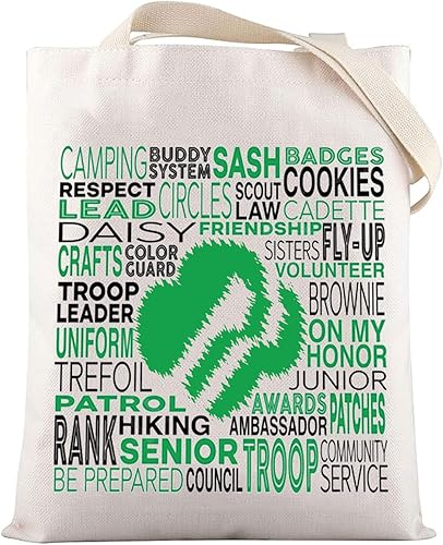 LEVLO Bolsa de lona para niñas exploradoras, regalo para niñas, exploradoras, mamá, niña, líder explorador, bolsa de hombro para viajes de