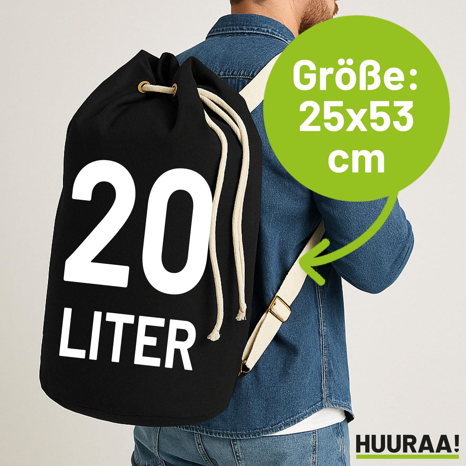 Huuraa borsone Capoeira Zaino regalo nero 20 litri cotone Capoeira Presente