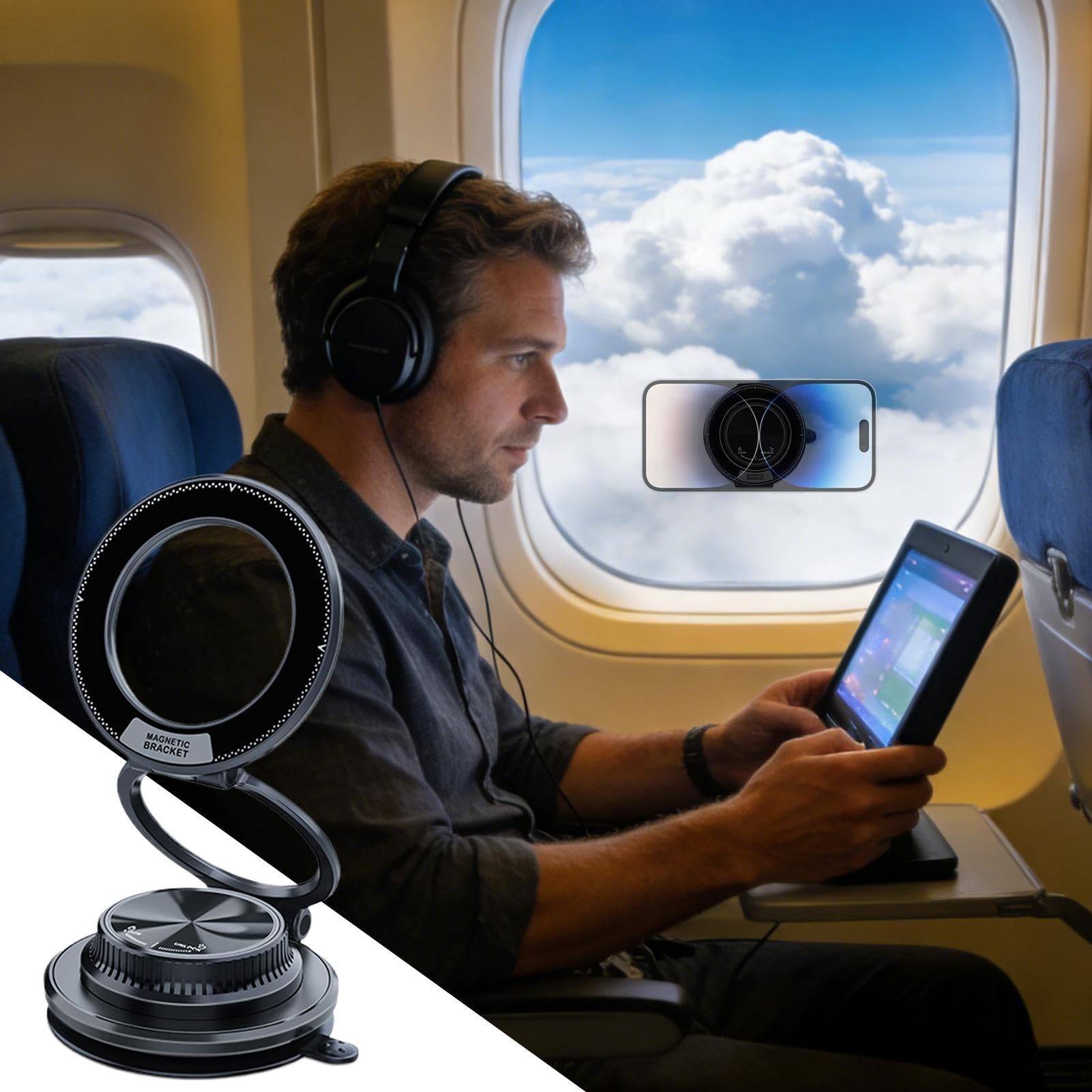 Générique Supporto magnetico per telefono auto – di adesione regolabile – Fissaggio tramite presa potente per smartphone – per cruscotto parabrezza interno veicolo
